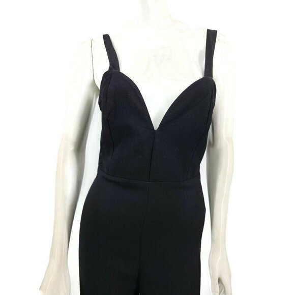 New Flynn Skye Black Ariel Jumper Womens M Lace Up Back Jumpsuit Deep V Rayon - Picture 3 of 9